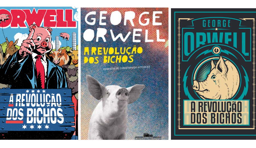 Capas de edições brasileiras de "A Revolução dos Bichos" de George Orwell - Foto: Divulgação