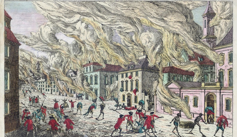 Quadro retratando o Grande Incêndio de Nova Iorque de 1776 - Foto: Wikipédia / Reprodução