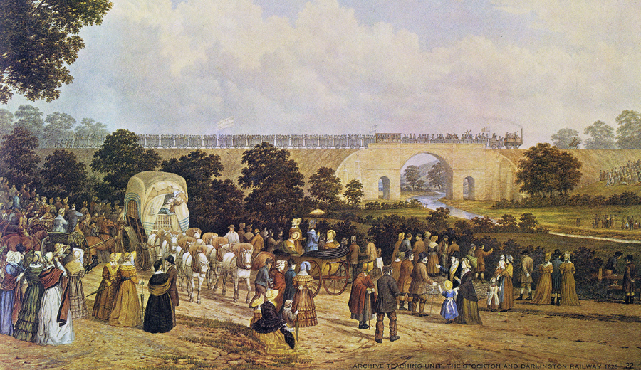 Inauguração da Stockton and Darlington Railway, por John Dobbin, cerca de 1825 - Foto: Reprodução