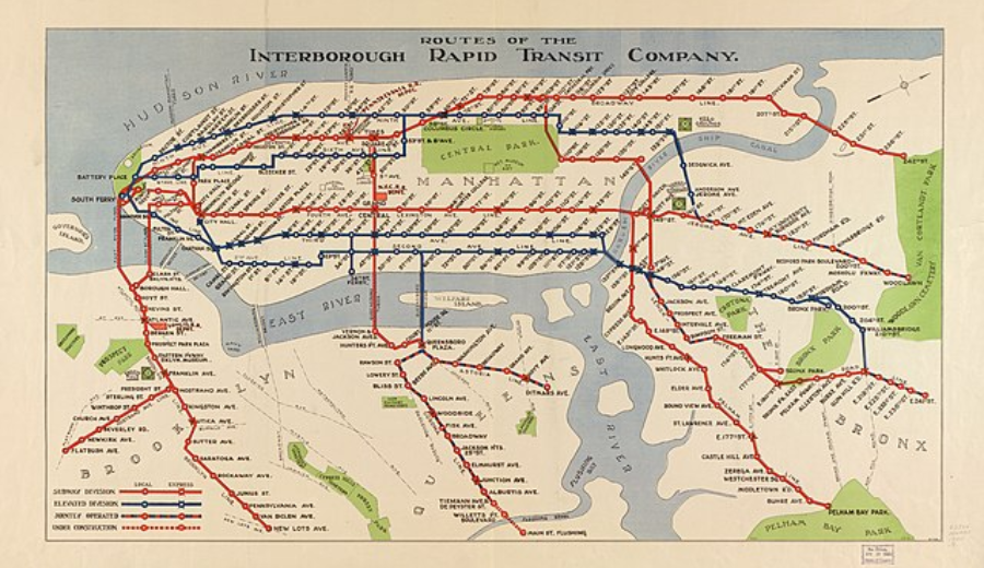 Rotas do Metrô de Nova York - Foto: Wikimedia Commons / Reprodução