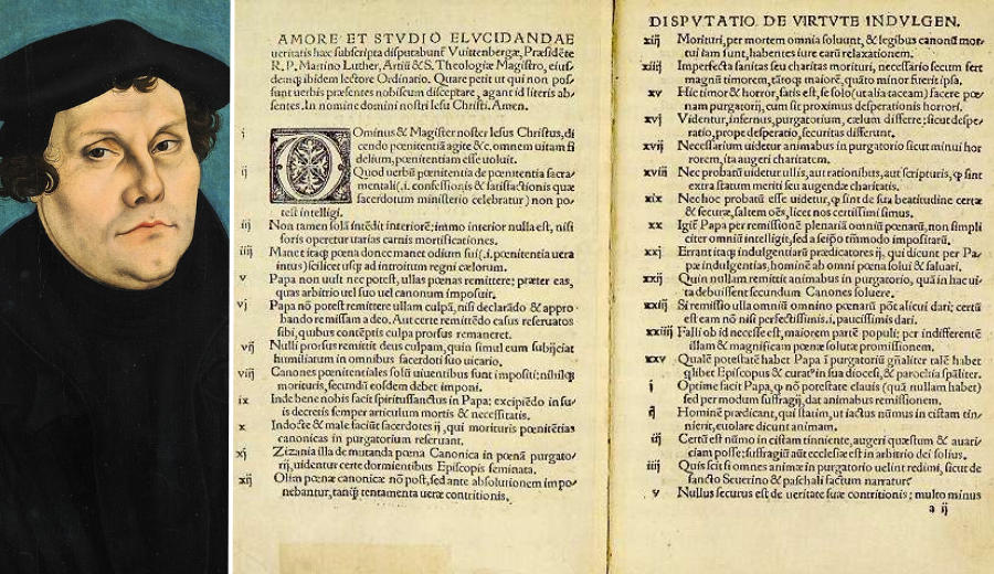 Imagem de Martinho Lutero e as páginas das 95 Teses - Foto: Reprodução